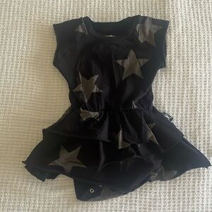 Nununu black with gray star dress onesie. Size 12-18M